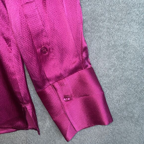 Chico's Shirt Womens Large Pink 100% Silk Blouse Button Up Classy Polished Chic - Picture 11 of 13